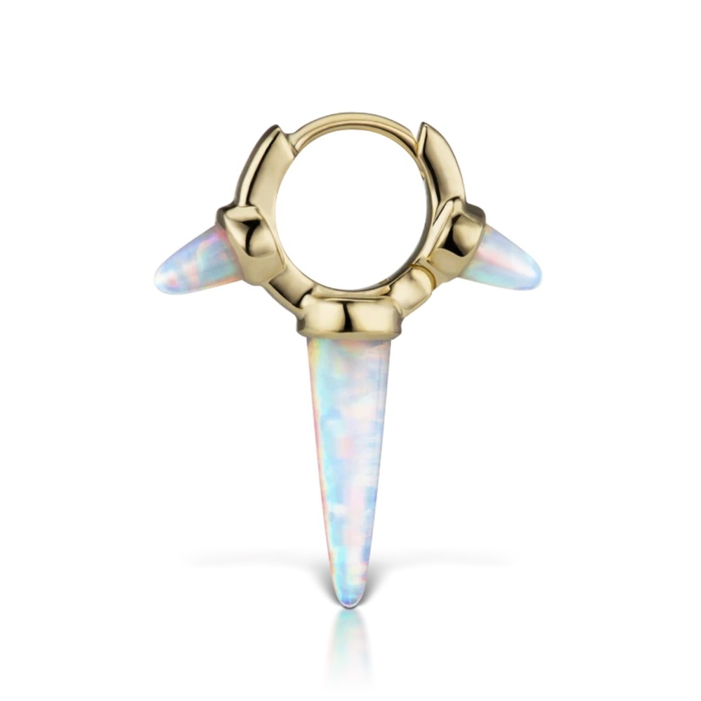 Maria Tash 6.5mm Long opal spike clicker 14k solid gold. Sold separately